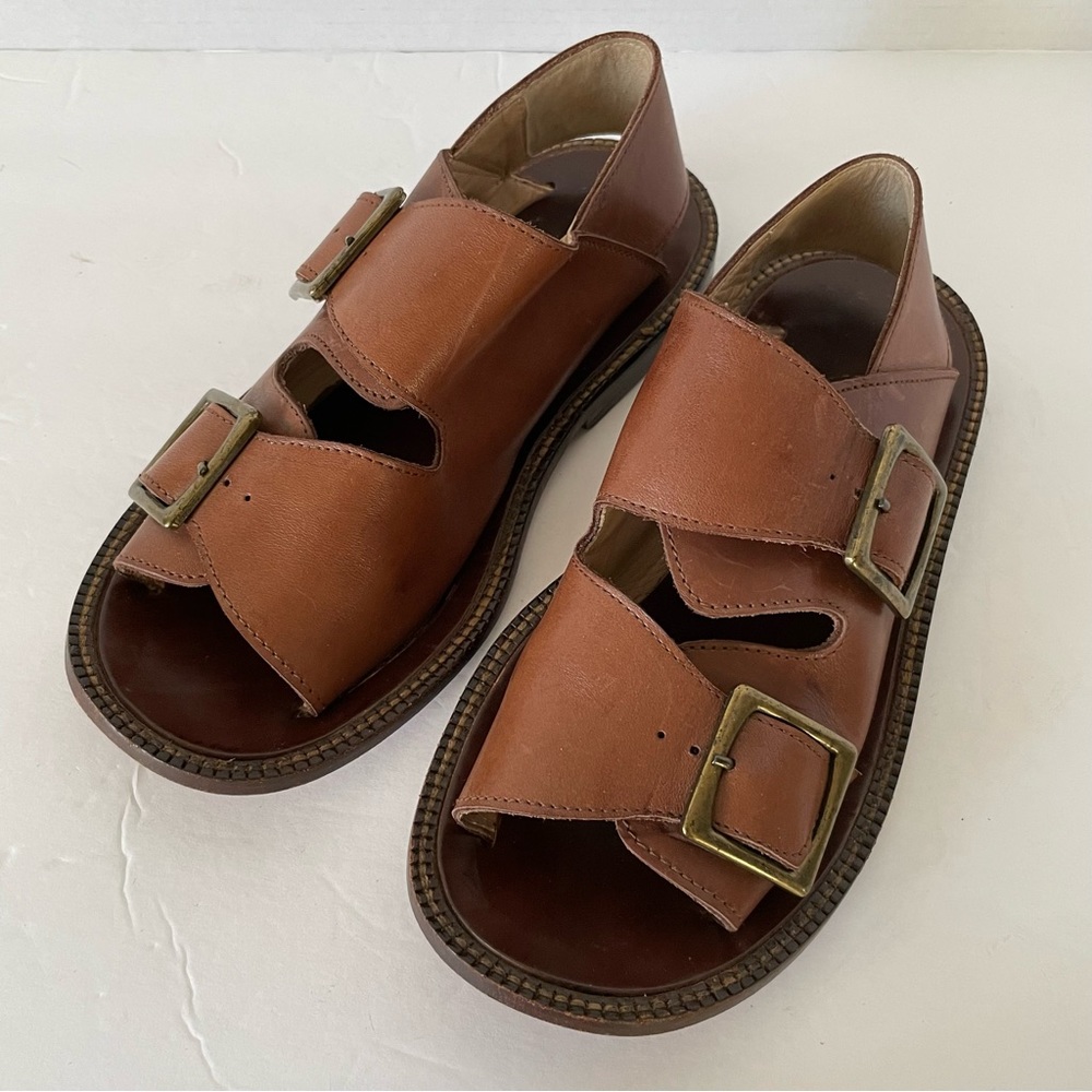 Bassotto Brown Leather Sandals Women’s Size 37